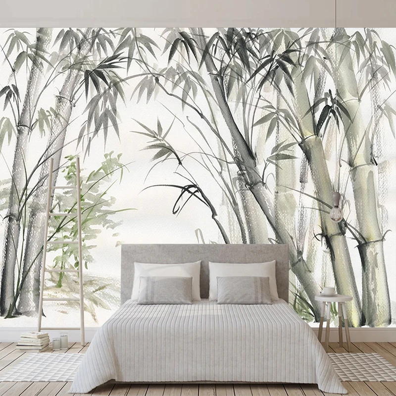 Custom Hand Painted Watercolor Bamboo Forest Art Wall Painting Bedroom Living Room Restaurant Decoration 3D Wall Mural Wallpaper