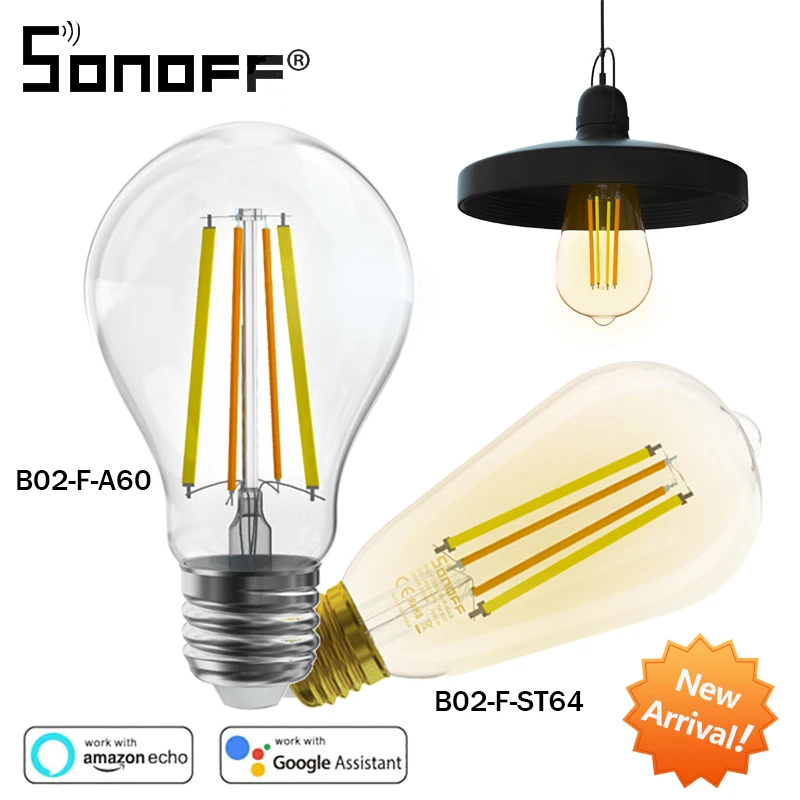 SONOFF B02-F-ST64/A60 الذكية واي فاي LED خيوط لمبة E27 عكس الضوء مصابيح كهربائية مصباح ثنائي اللون التحكم عن بعد عبر أليكسا جوجل المنزل