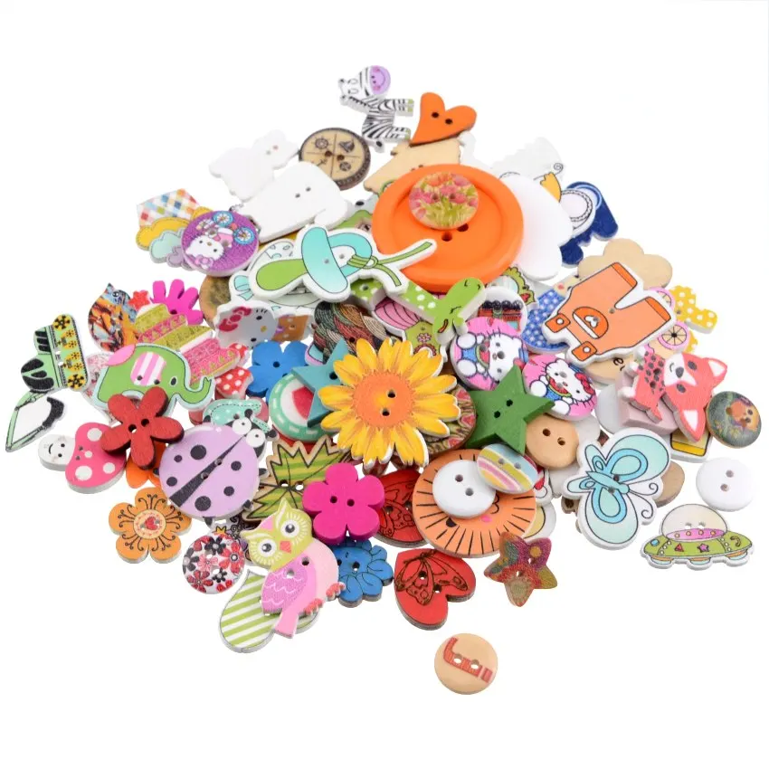 10/50PCs Flower 2Hole Wooden Buttons for Scrapbooking Crafts DIY Baby Children Clothing Sewing Accessories Button Decoration