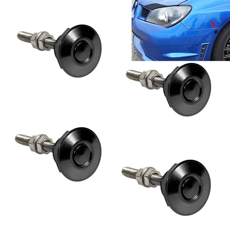 NEW-4X Push Button Quick Release Car Hood Bonnet Latch Pin Lock Bumper Clip Black