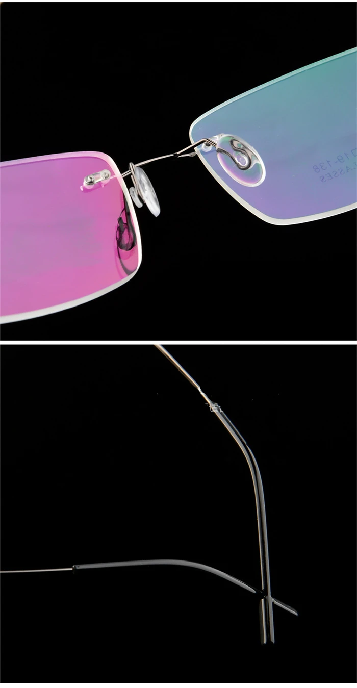 Legierung Superelastische Rahmenlose Kurzsichtige Brille Männer Metall Minus Objektiv Rechteck Rezept Brillen 0-0,5-0,75 Bis -6 – Detail 9