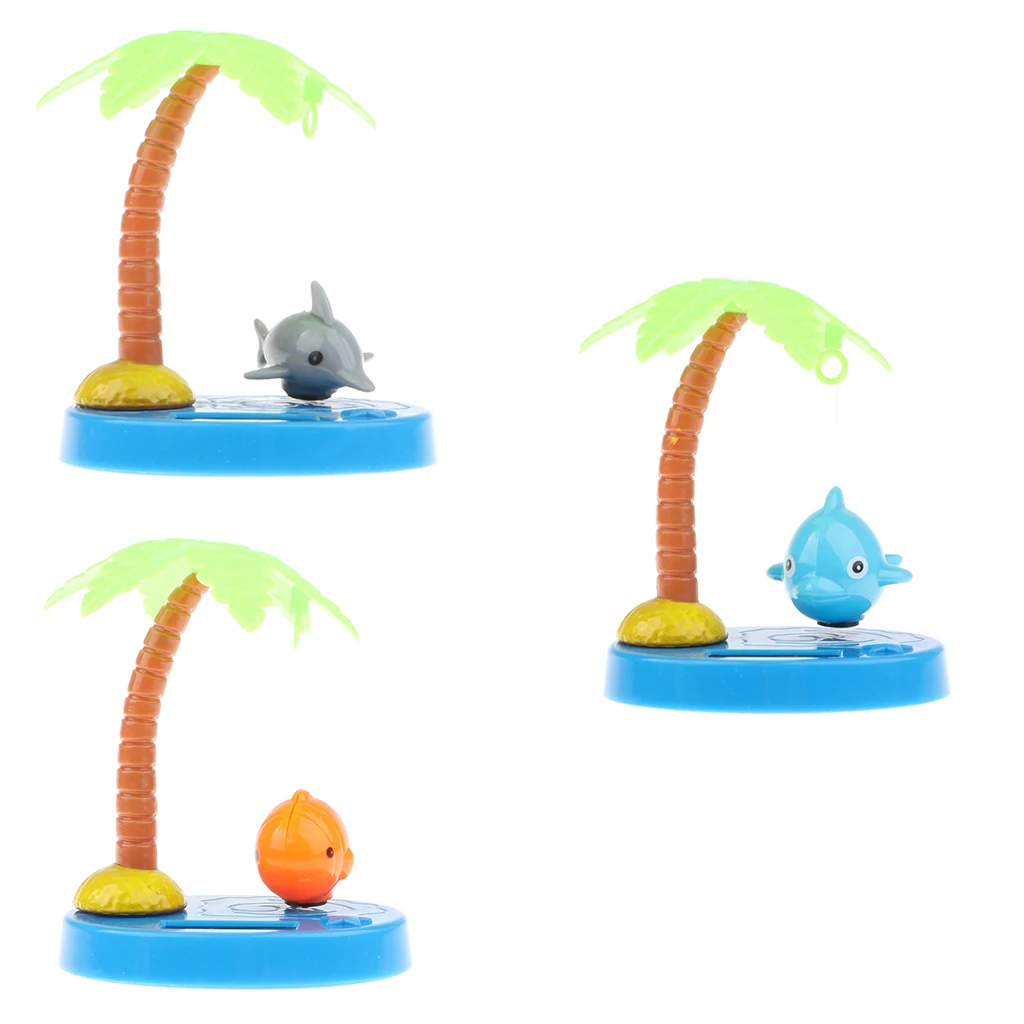 Swing Animal Doll Solar Powered Fish Coconut Palm Model Kids Toy Home Decor