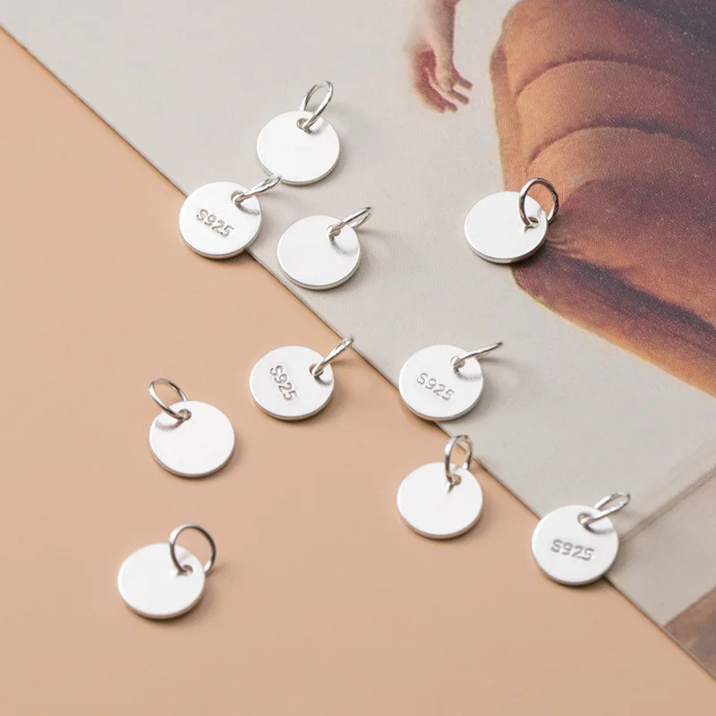 

2pcs 925 Sterling Silver Small Round Tag Charms 6mm Entire S925 Silver Dangle Decoration Widget Pendant DIY Jewelry Findings