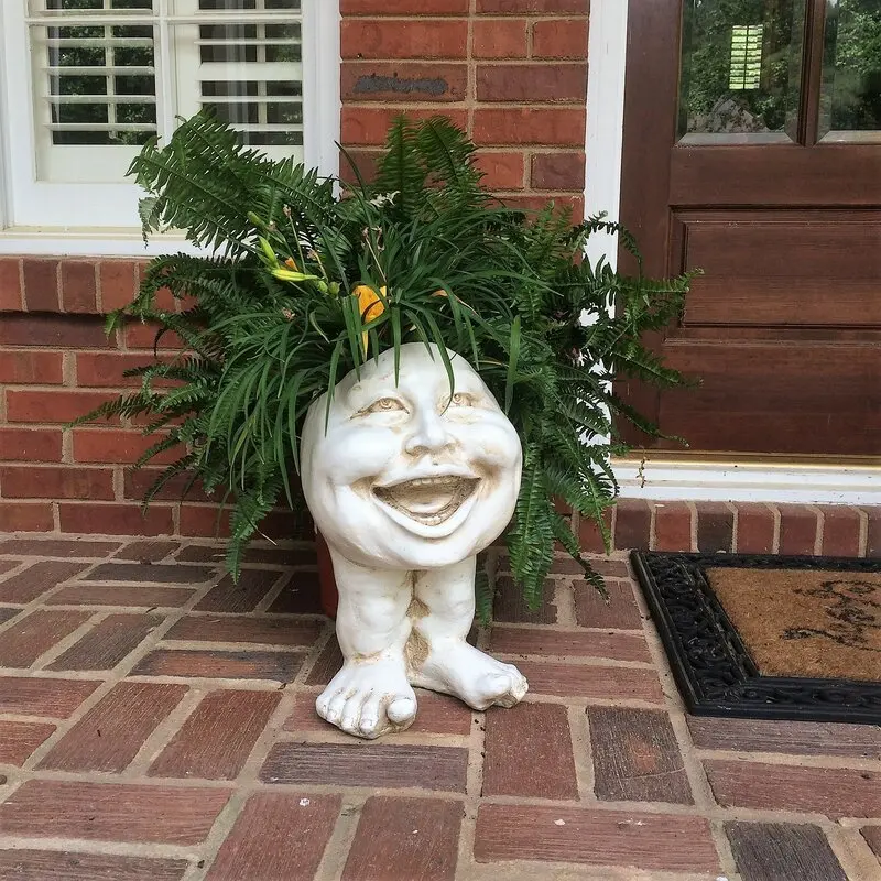 Muggly De Gezicht Standbeeld Planter Grappige Muggle Gezicht Sculptuur Grappige Uitdrukking Outdoor Bloempot Tuin Decoratie