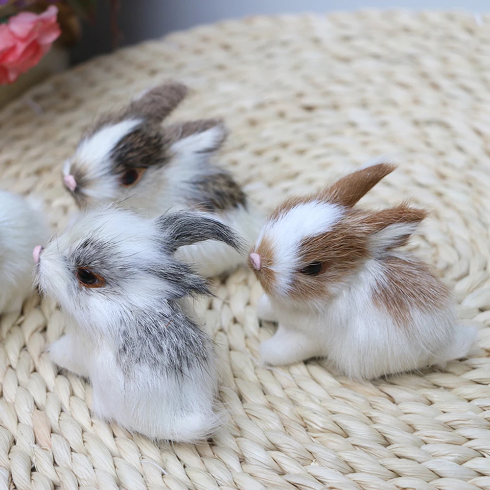 Cute Rabbits Plush Toys Fur Lifelike Animal christmas Bunny Simulation Rabbit Toy Model Birthday Gift