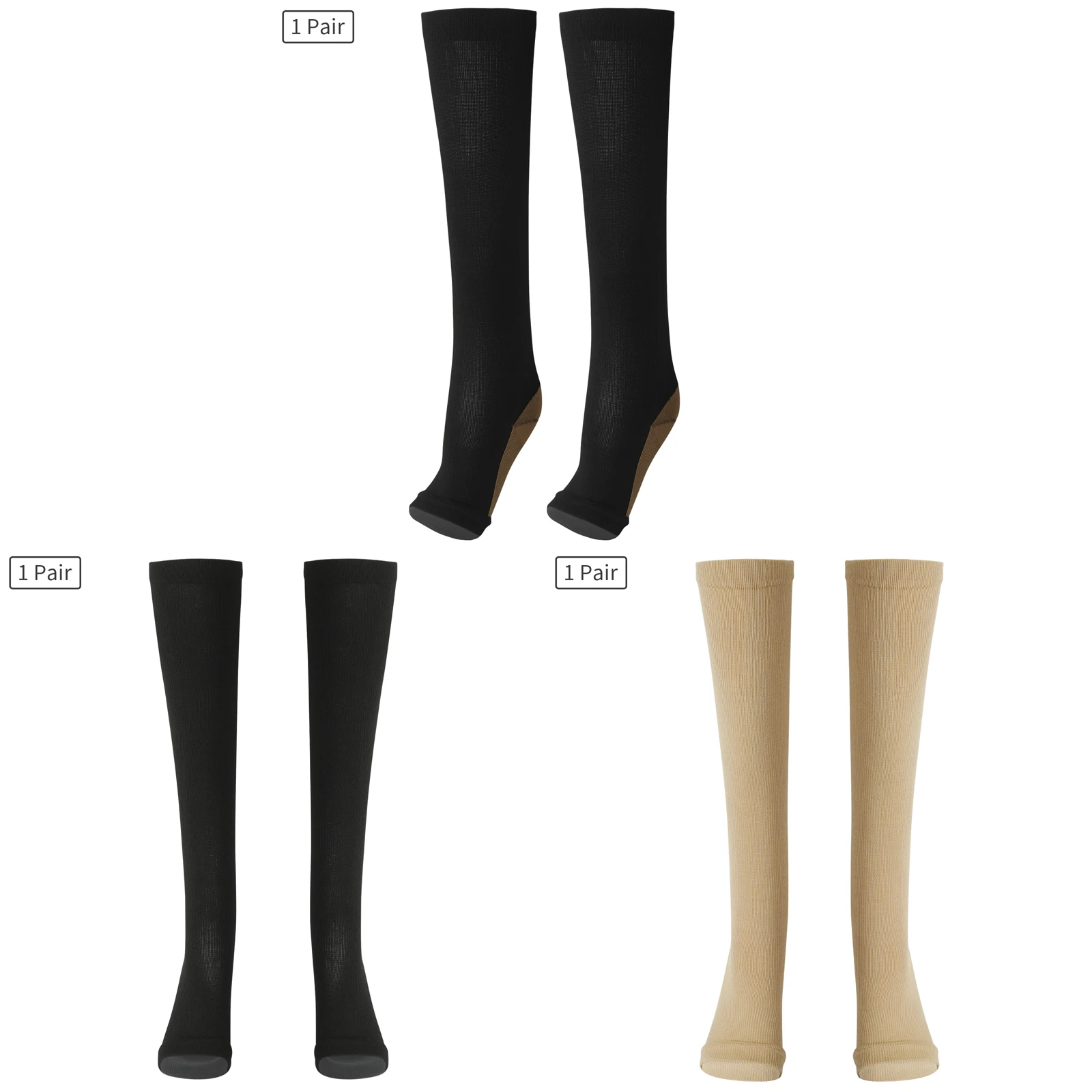 1 Pair Open Toe Compression Socks Knee High Stockings Multifunctional Relieve Leg Calf Sleeve Sleep Socks Stretchy Calf Socks