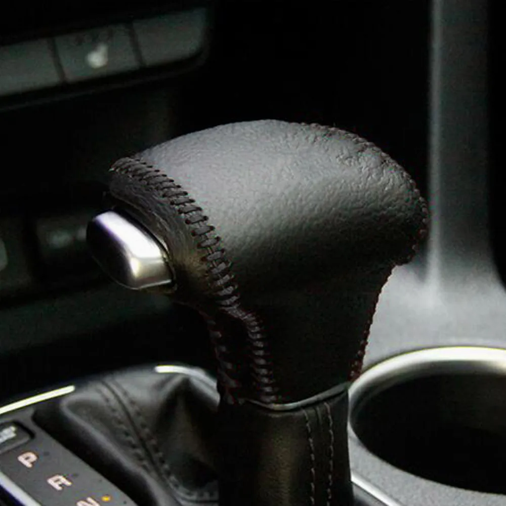 Auto Leather Car Gear Head Shift Knob Cover For Kia Rio 4 Sportage 2017 2018 K2 K5 KX5 Hand-stitched Car Brake Case Accessories