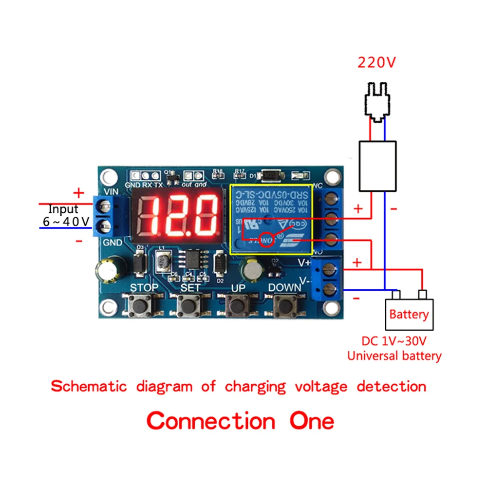 Lithium Battery Charge Discharge Controller Undervoltage Protect 12V 24V 48V 10A 30A LED Display Low Voltage Disconnect Cut Off