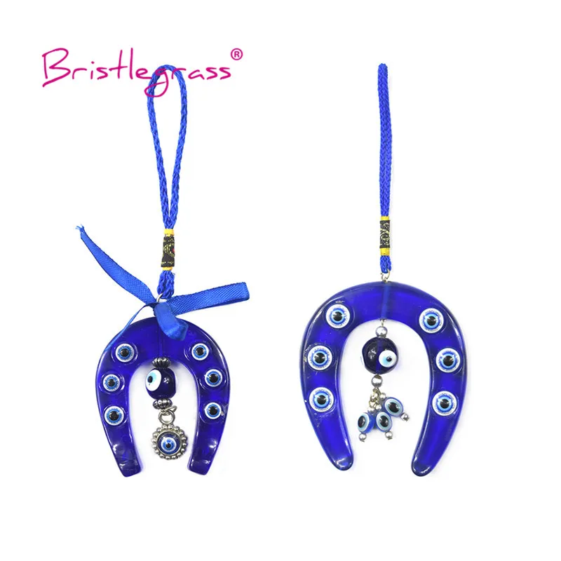 BRISTLEGRASS Turkish Blue Evil Eye Horseshoe Resin Amulets Lucky Charms Wall Hanging Pendants Pendulum Blessing Protection Decor