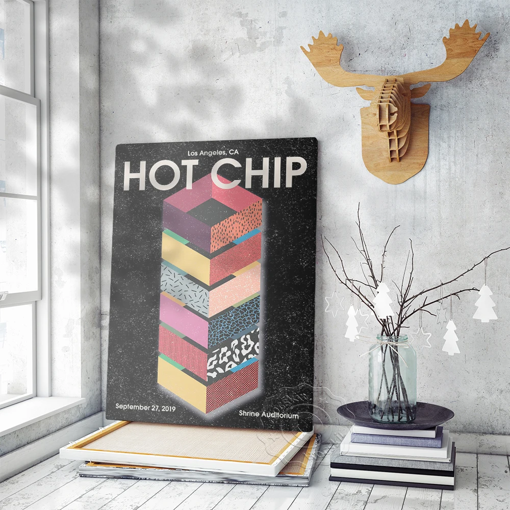 Music Band Hot Chip Poster, Live Gig Print Art, Hot Chip Wall Art, Shrine Auditorium and Expo Hall, Bar Pub Club Wall Stickers