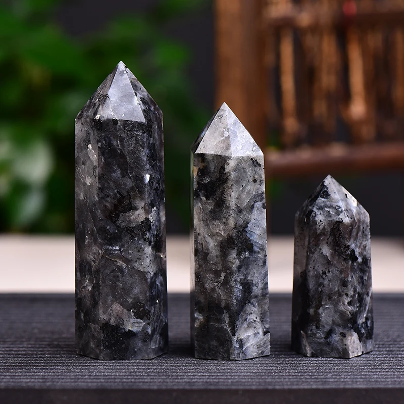 Natural Crystal Labradorite Quartz Point Healing Stone Hexagonal Prisms 50-80mm Obelisk Wand Treatment Stone Fashion DIY Gift