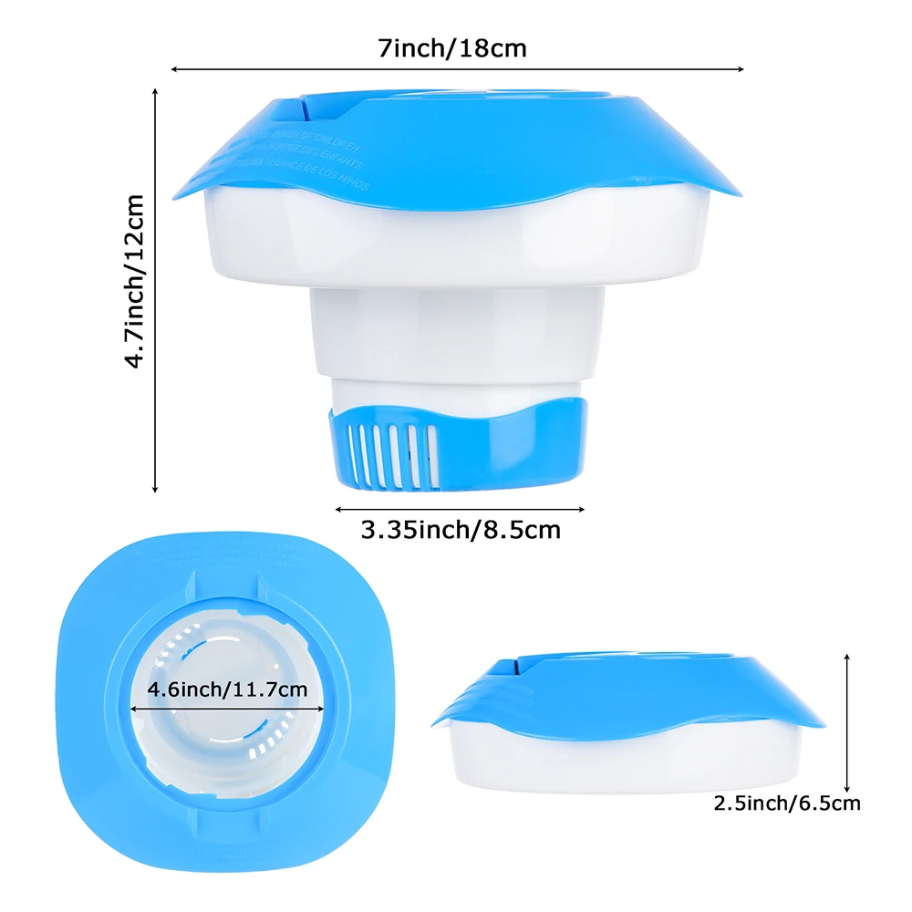 Ventilasi aliran Optimal cocok hingga 3 inci tab klorin Floater bromin pemegang Kolam mengambang klorin Dispenser klorinator