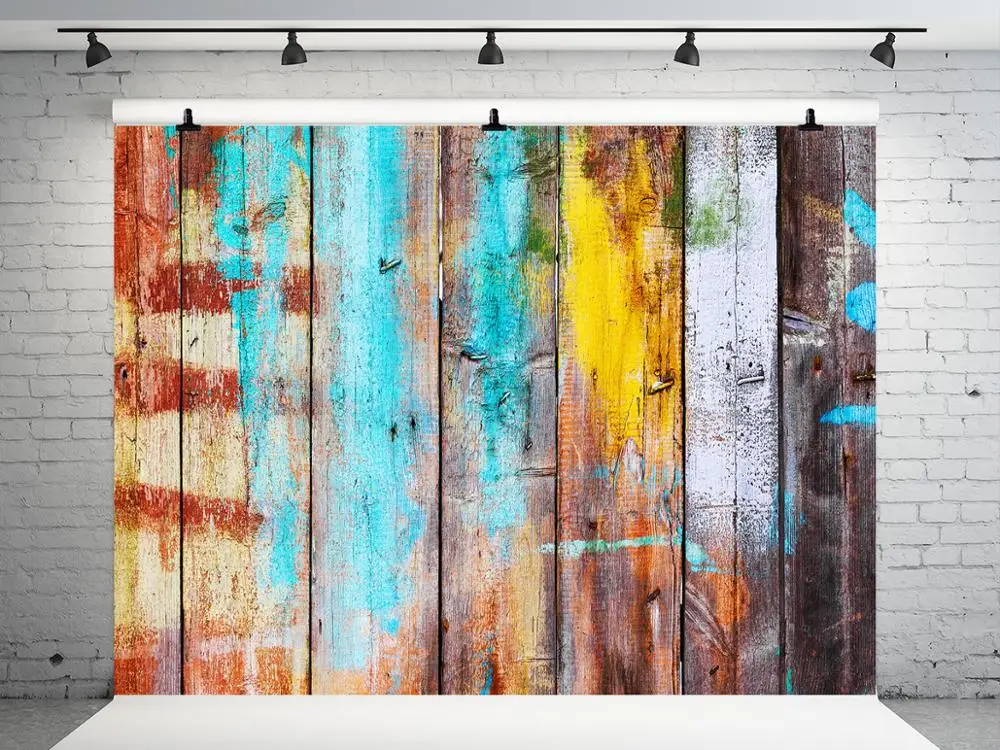 

5x7ft VinylBDS Retro Colorful Wooden Wall Photography Backdrops Children Background Photo Studio Child Studio Photography