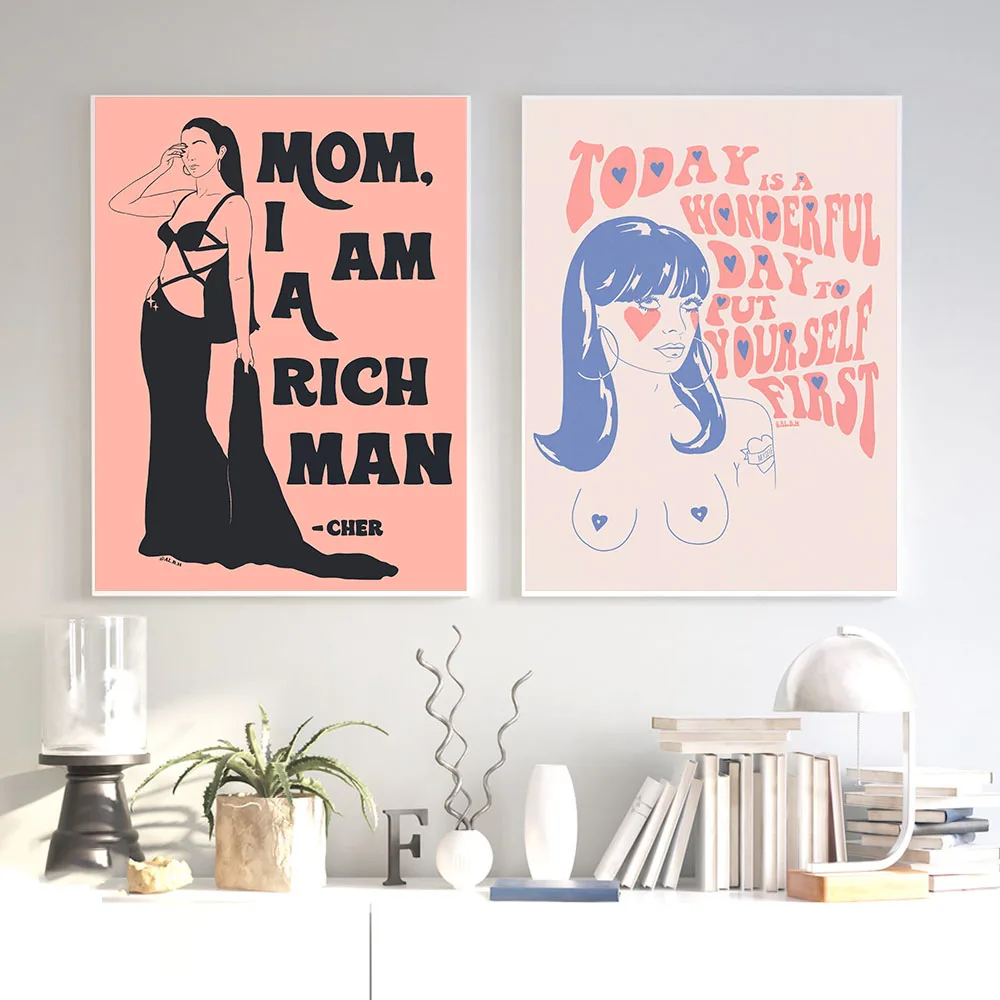 Feminist Girl Canvas Painting Strong Female Wall Art Posters Print Today Quote Picture Women's Day Gift Modern Home Decor