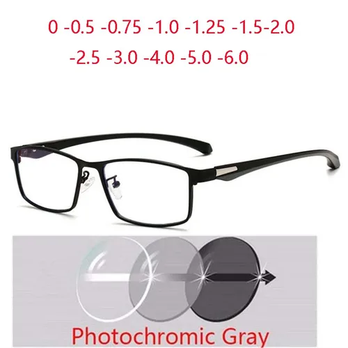 Gafas cuadradas de montura completa para miopía con grado de Metal, gafas graduadas Anti luz azul 0-0,5-0,75-1,0-1,5-2,0 To-6,0