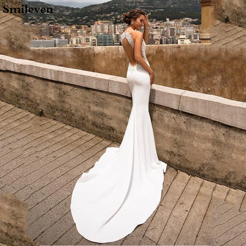 Smileven-Robe de mariée sirène en dentelle, tenue de plage sexy, sur mesure, Lorie Boho