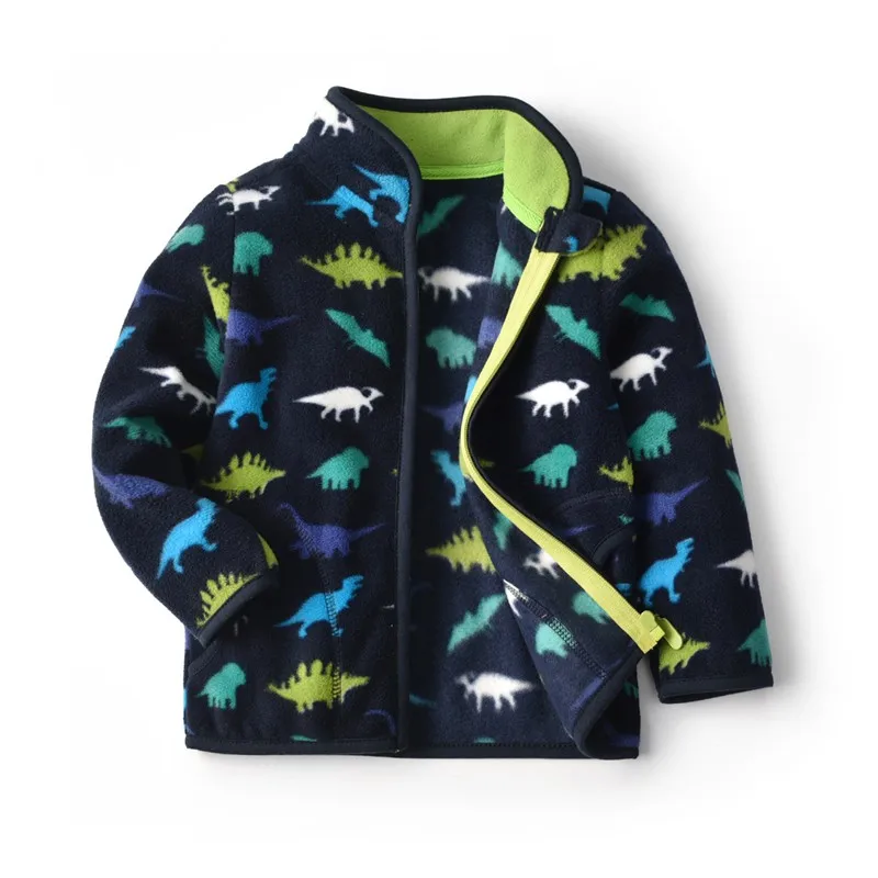 CROAL CHERIE Autumn Fleece Kids Jackets for Boys Dinosaur Warm Kids Boy Outerwear Windbreaker Winter Baby Boy Clothing image 2