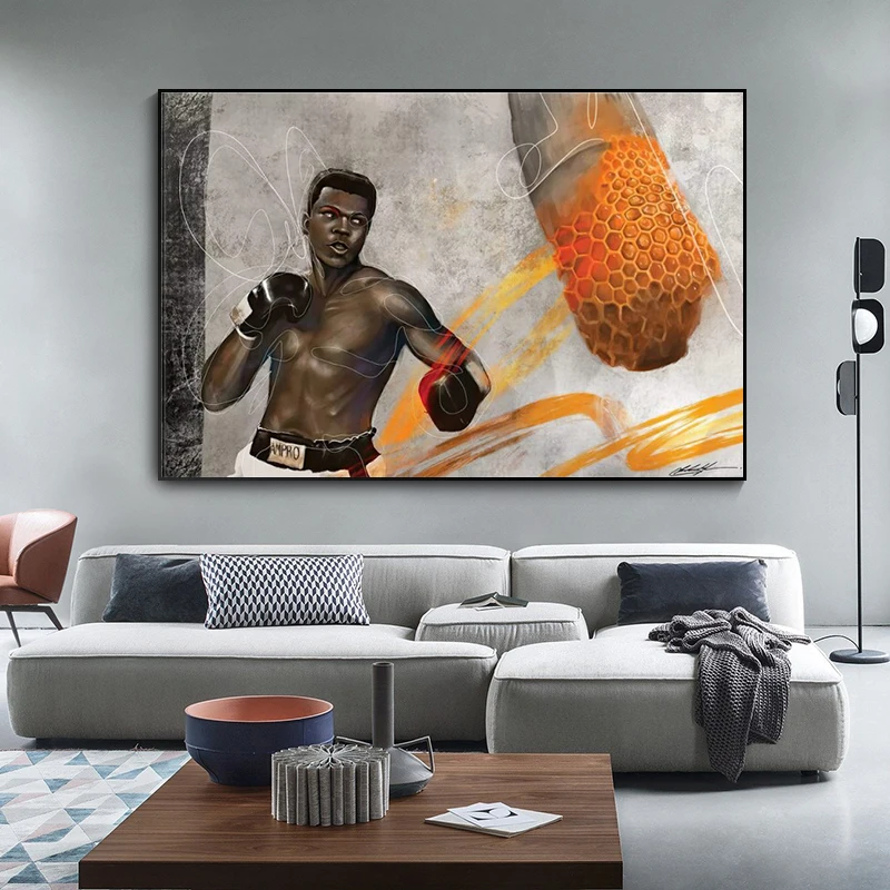 

Modern Graffiti Canvas Painting Art Boxer Inspirational Canvas Poster on The Wall and Decorative Wall Painting By Printmaker