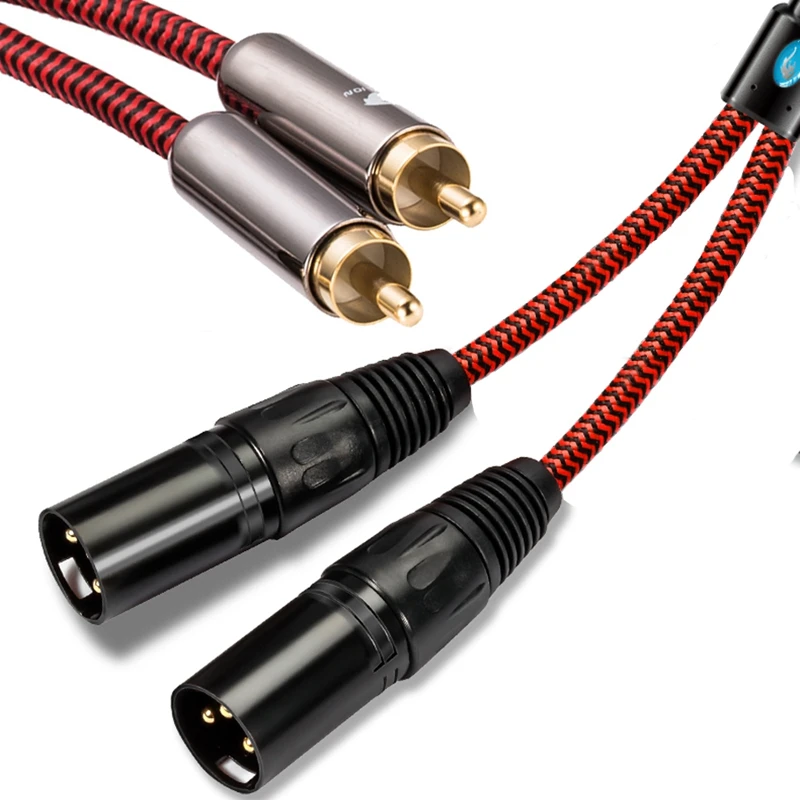 

Audiophile OFC Audio Cable Dual XLR to Dual RCA for AMP Soundbox Microphone Shielding Cable 2 RCA to 2 XLR 3 Pin 1M 2M 3M 5M 8M