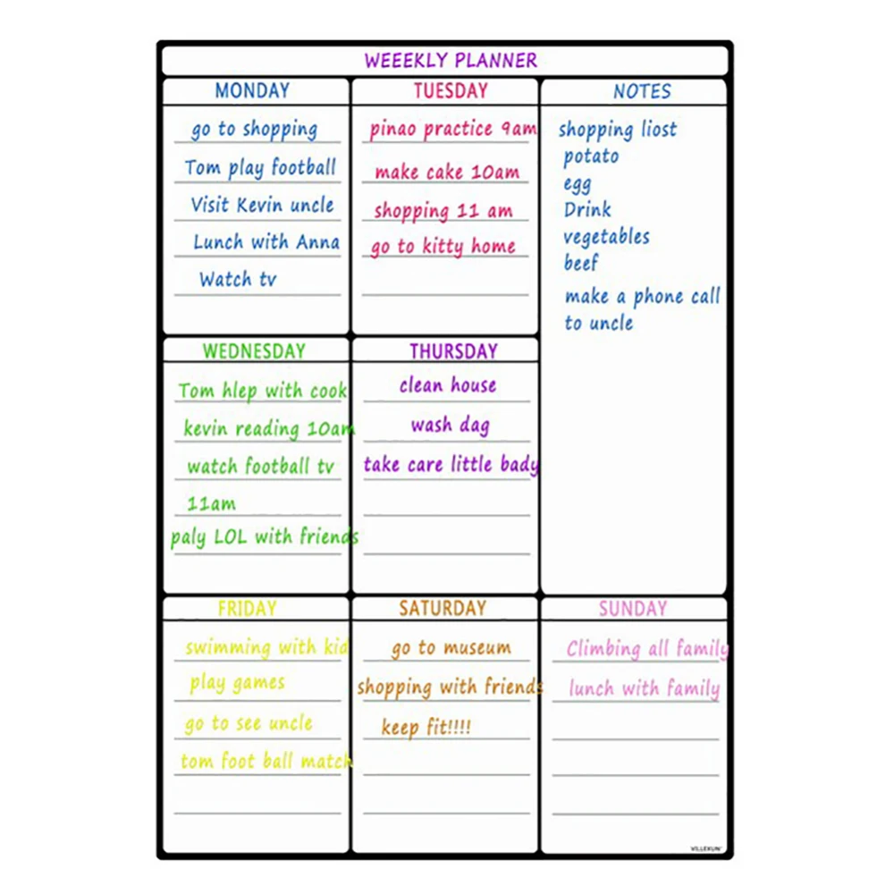 Planificador mensual semanal magnético, tabla de calendario, pizarra blanca, horario, pegatina de nevera, tablero de mensajes para oficinas de