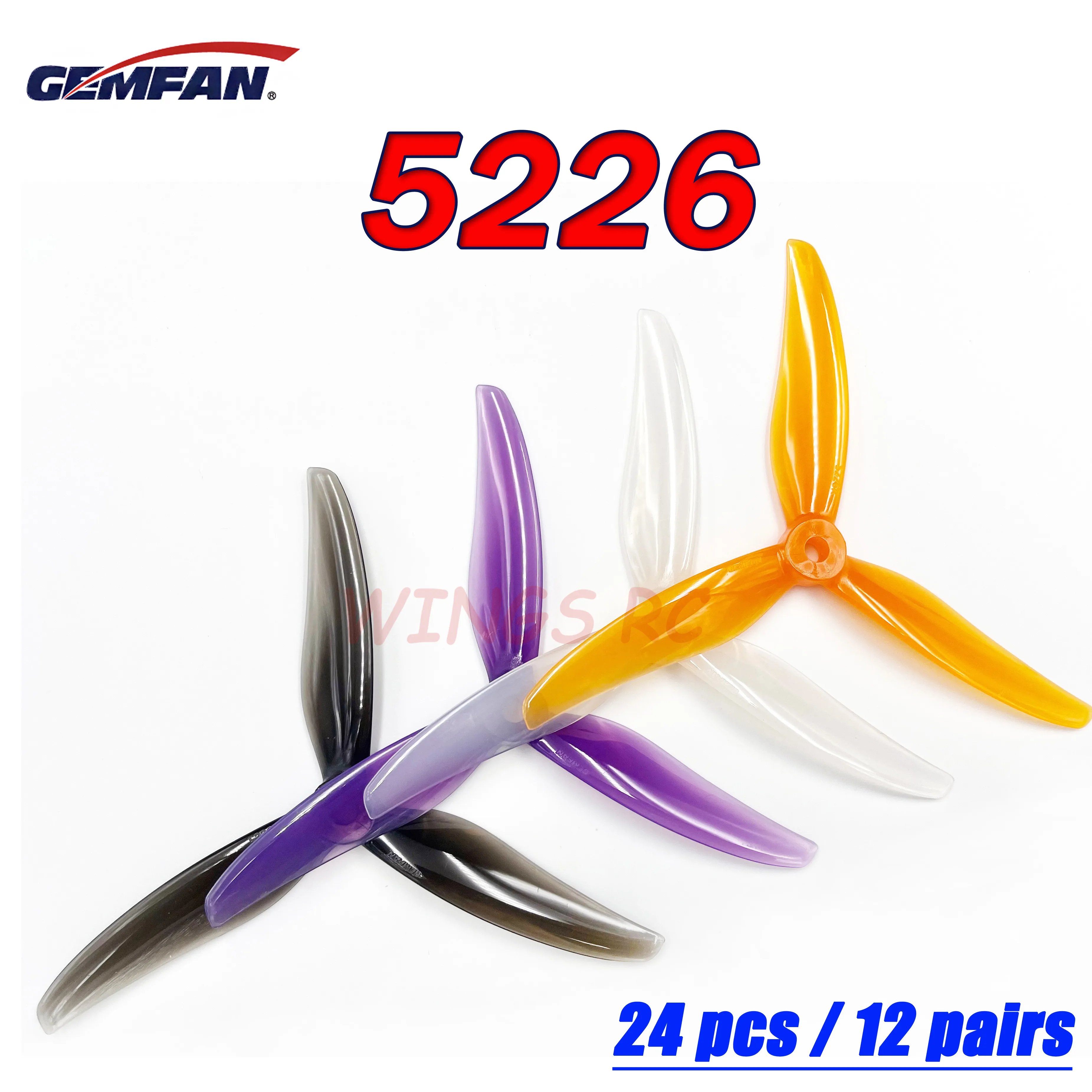 24 pcs/12 pairs Gemfan 5226 5inch 3 blade Propeller Props CW CCW Brushless motor FPV Propeller for FPV Freestyle Caddx polar