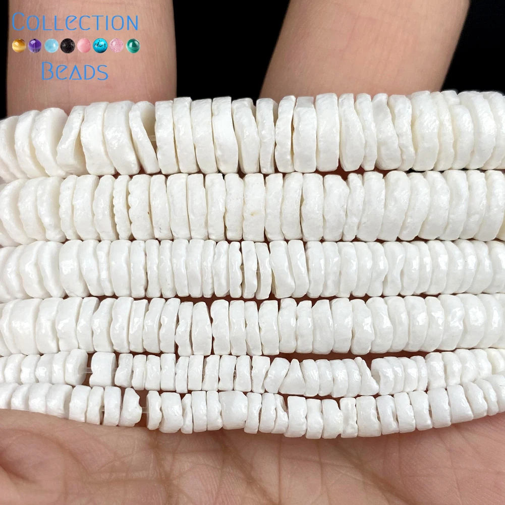 Imagen 3: Cuentas de concha blanca Natural, cuentas espaciadoras de forma redonda de concha marina para fabricación de joyería, accesorios para collar y pulsera DIY hechos a mano de 16