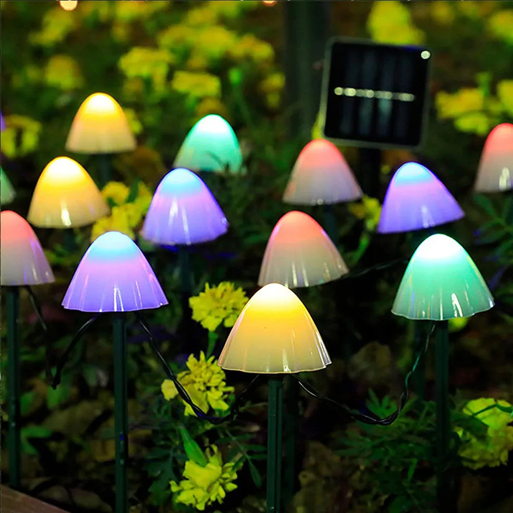 10/20/30 LED Solar Mushroom String Lights Outdoor Waterproof Fairy Light for Yard Garden Patio Wedding Christmas Decoration