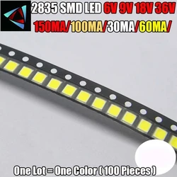 100PCS/Lot 2835 1W SMD LED 9V Warm White 6V 18V 36V 150MA/100MA/30MA/60MA/ KIT