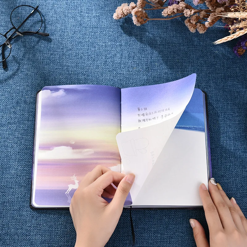 Cuaderno creativo con ilustración de cielo estrellado, Bloc de notas para estudiantes, diario bonito, 228 páginas