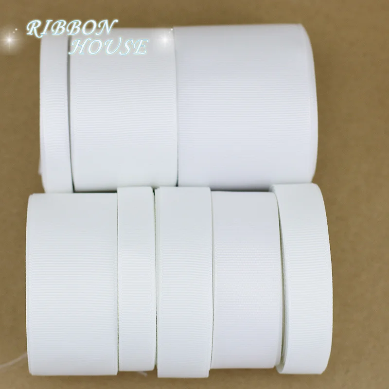 (10 Meters/lot) White Grosgrain Ribbon Wholesale Handmade DIY　Gift Wrap Christmas Decoration Ribbons (12/15/20/25/40/50mm)