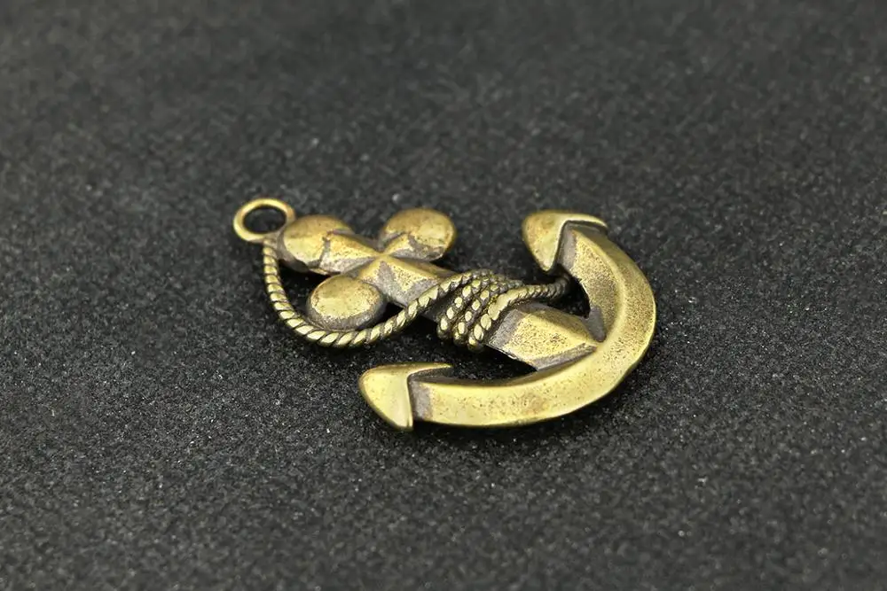 antique Handmade Pure Brass rope anchor craft DIY funny ornament Miniature portable Fitting Keychain Pendant souvenir gift a0789 - Image 3