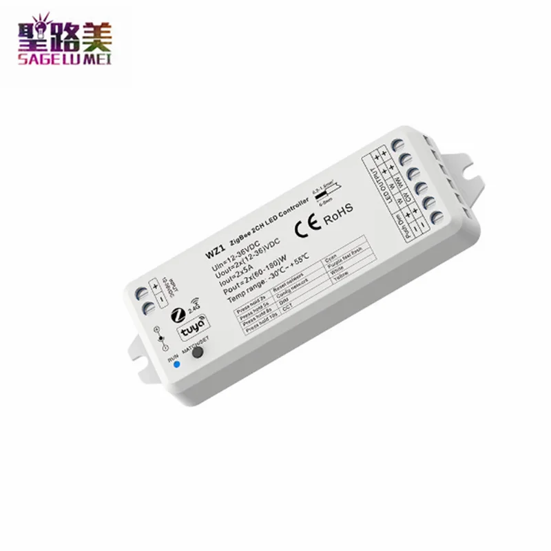 WZ1 Zigbee or RF 2CH led controller DC12-36V 24V TUYA  APP cloud wireless remote control 2 channels for single color cct tape