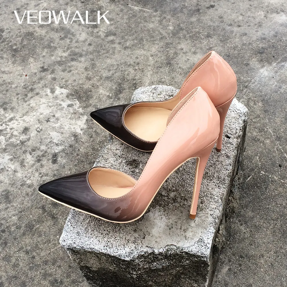 Veowalk Brand Gradient Colors Women Fashion D'Orsay High Heels Elegant Ladies Pointed Toe Evening Dress Stilettos Pumps Shoes