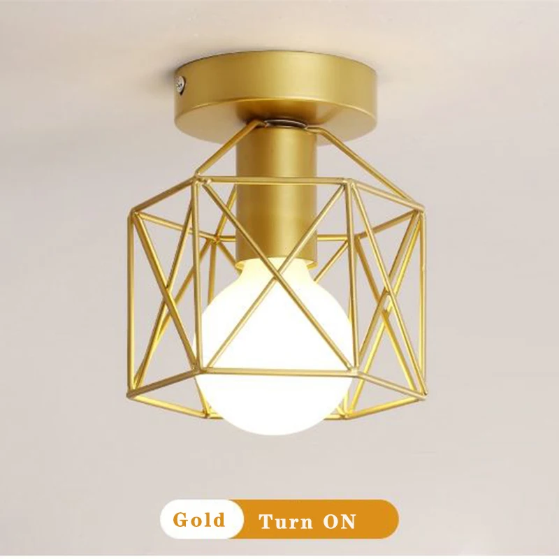 Retro LED Ceiling Lamp Cozy Decor for Bedroom E27 Vintage Ceiling Lights Fixture Metal Cage for Porch Aisle Corridor 110-220V