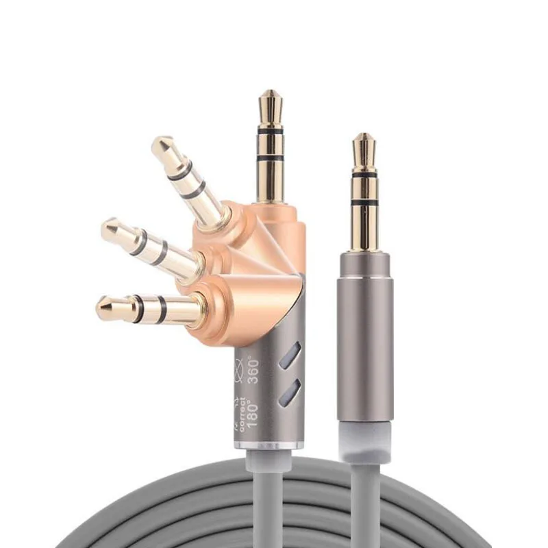 JINCHI-cable de Audio para coche, accesorio con 3,5mm macho, 180 grados, conexión aux