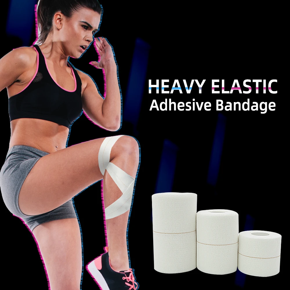 Kindmax Healthcare 100% Cotton Heavy Elastic Band Adhesive Bandage Kinesiotypes Body First Aid Sports Body Tape White Roll