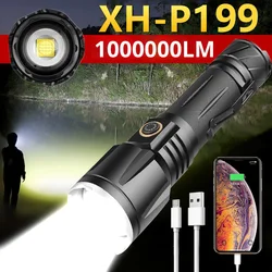 10000000LM XHP199.9 5200mAh LED Flashlight USB Torch Light XHP50 Tactical Flash light Rechargeable 16-Core Zoom Usb Camping Lamp