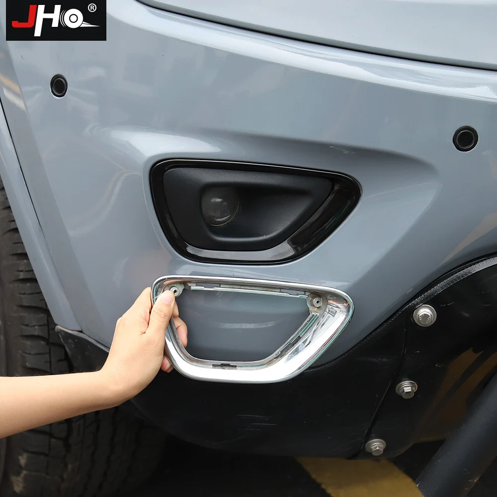 JHO Black Front Fog Lamp Frame Fog Light Cover Trim For Jeep Grand Cherokee 2014-2021 2016 2015 Overland Limited Car Accessories