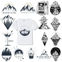 Letter Snow Mountains Iron on Patches Heat Transfer Stickers Boy DIY T-shirt Badges Clothing Apploque Press Printing Decor