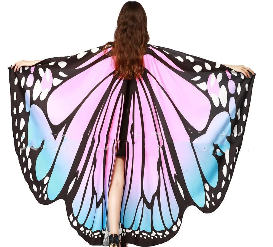 Chal de alas de mariposa arcoíris para mujer, accesorios de disfraz de baile de Hada, capa de Mariposa Monarca para adultos, gran oferta