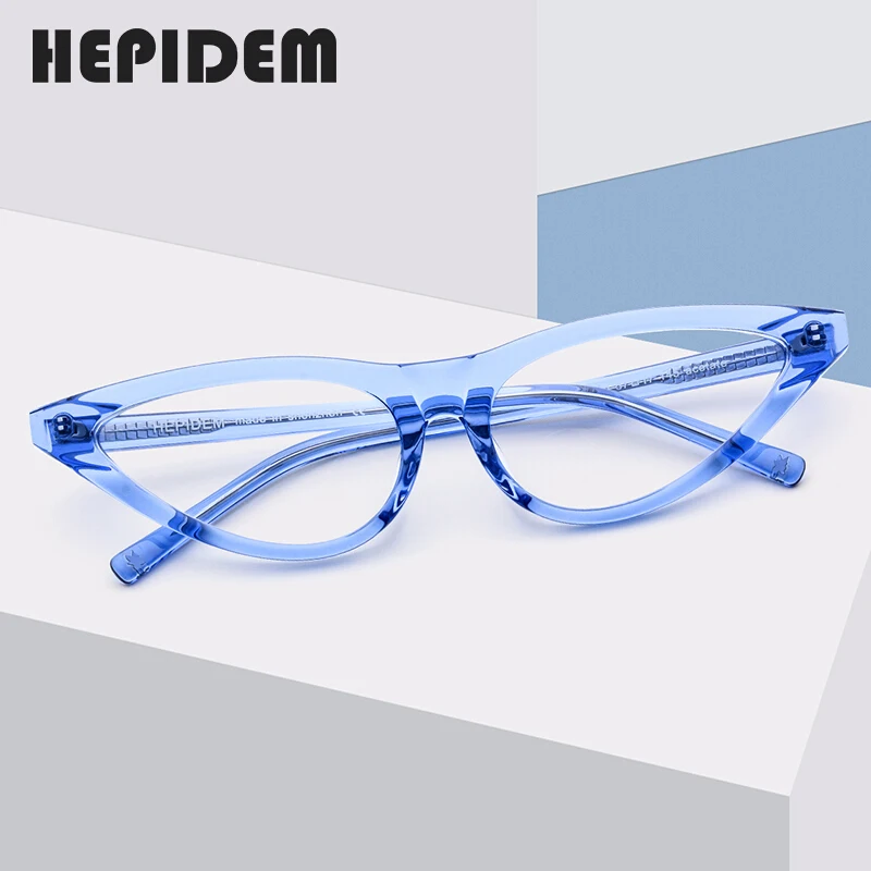 HEPIDEM Acetate Kính Mắt Mèo Gọng Nữ Trong Suốt Kính Đeo Mắt Kính Mắt Nữ Cận Thị Quang Đơn Thuốc Kính Mắt 9115