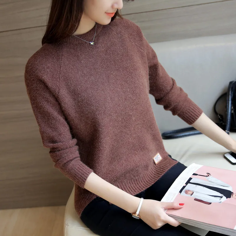 2024 Women Sweaters And Pullovers Autumn Winter Long Sleeve Pull Femme Solid Pullover Female Casual Short Knitted Sweater W1629