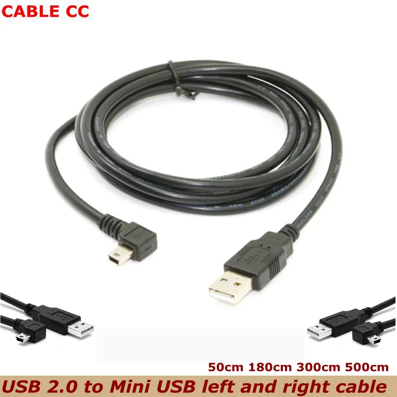 5m Right and Left 90 Degree Micro USB Cable Connector Micro USB B Type Male to USB 2.0 A Male Extended Hard Drive Data Cable