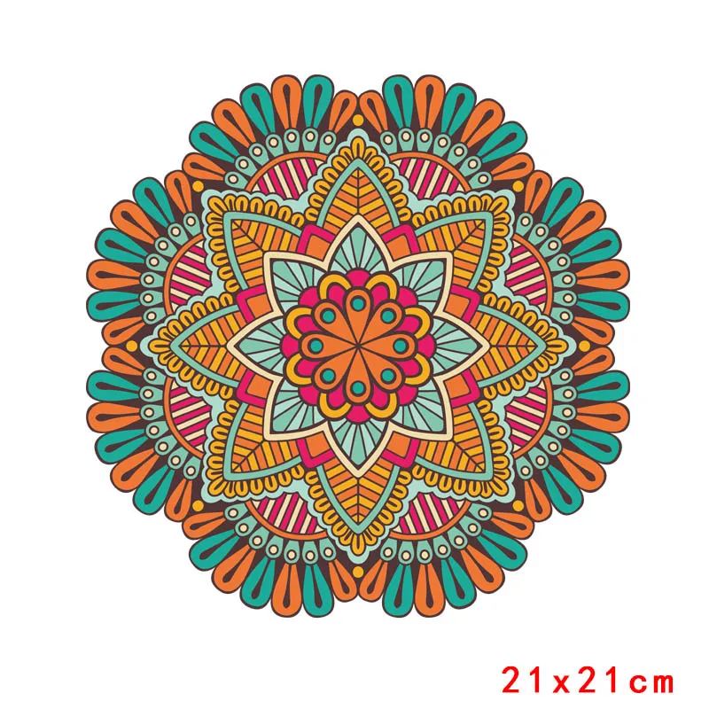 Mandala Flowers Thermo-stickers On Clothes Cartoon Patches On Clothes Iron On Transfers For Clothing Mandala Applique Stickers