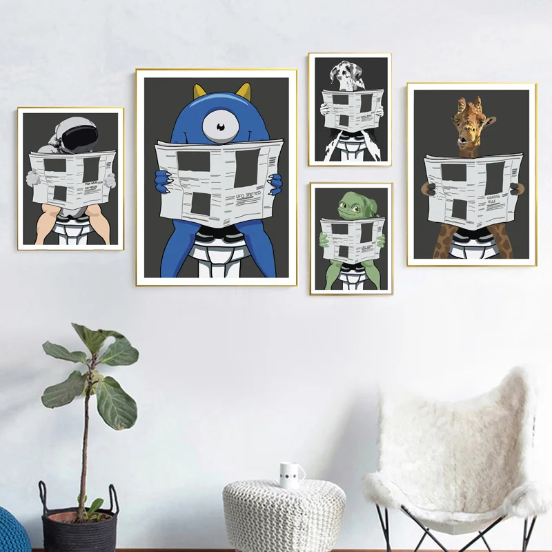 

Dalmatian Dog Giraffe Astronaut Toilet Paper Wall Art Canvas Painting Nordic Posters And Prints Wall Pictures For Bathroom Decor