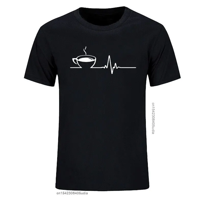 T Shirt Brand Men Short Sleeve Round Collar Coffee Heartbeat Camisas Casual The Funny Tshirt Printing T Shirts