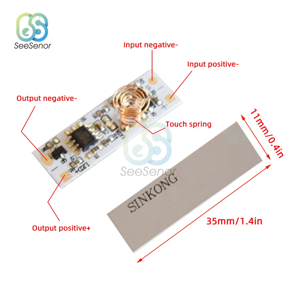 3V-24V 3A Capacitive Touch Sensor Switch Coil Spring Switch LED Dimmer Control Switch 12V for Smart Home LED Light Strip