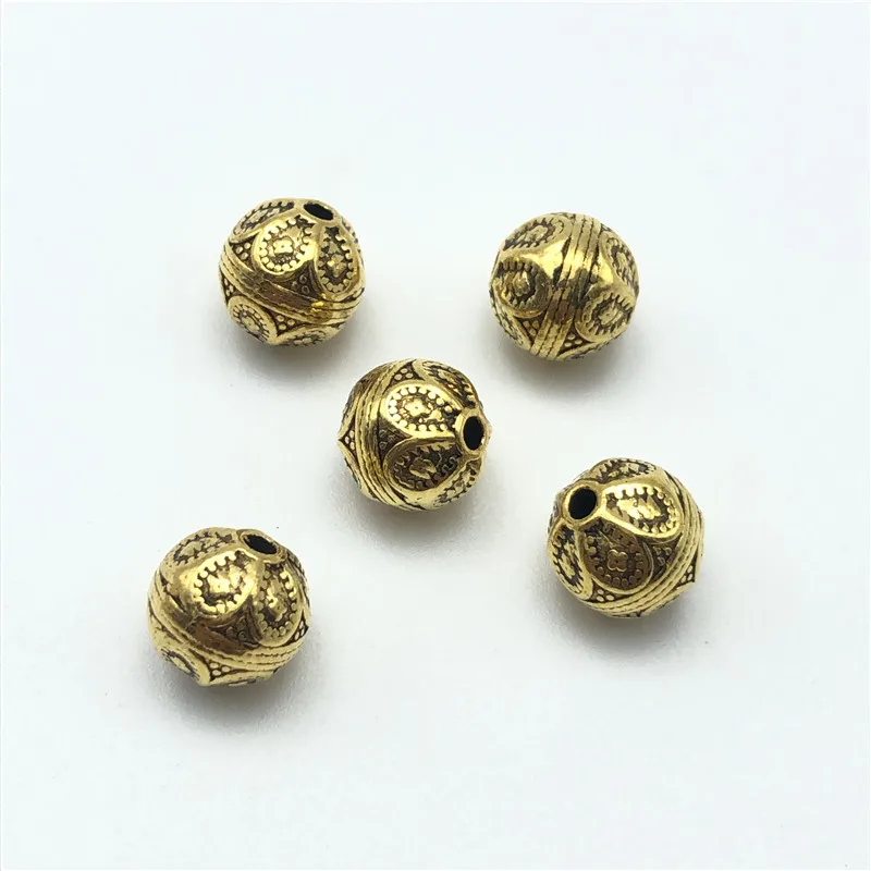 15 sztuk grawerowane okrągłe metalowe koraliki 8mm/10mm luźne koraliki do tworzenia biżuterii DIY ręcznie robiona bransoletka biżuteria akcesoria — zdjęcie 5