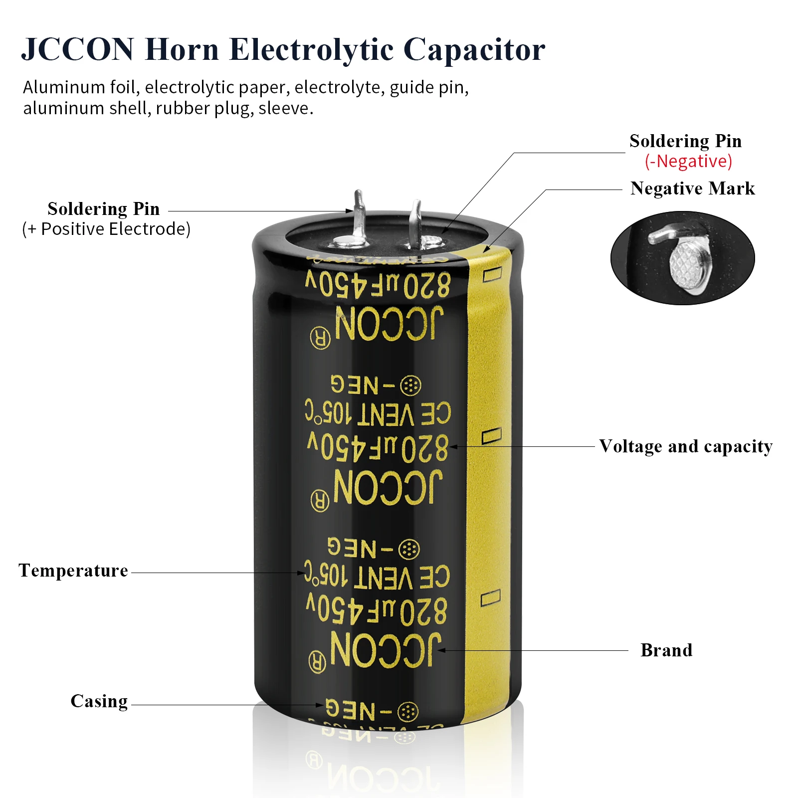 JCCON-condensador electrolítico de Audio para amplificador Hifi, condensador de bajo ESR de 200V, 220UF, 330UF, 470UF, 680UF, 1000UF, 1500UF,