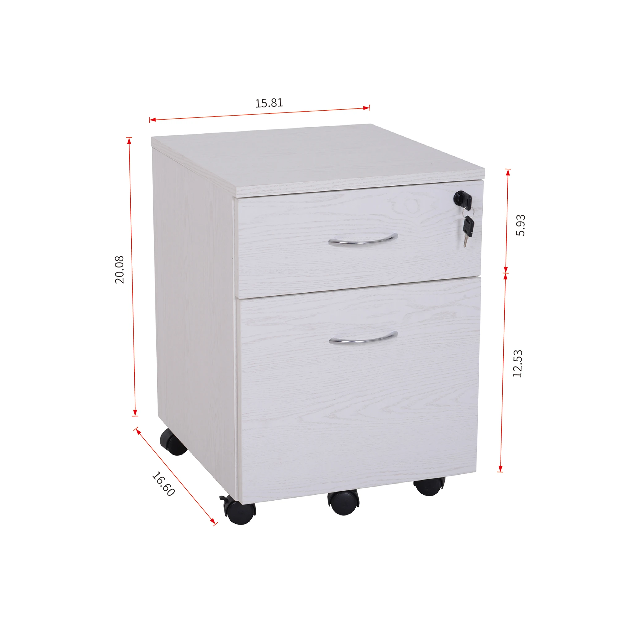 2-Drawer Filing Cabinet Office Drawers W/Keys Compact Slim Portable File Cabinet Pre-Built Office Storage Cabinet for A4/Letter